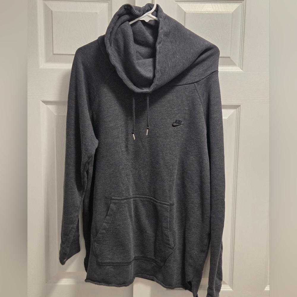 (5/$25) Nike Womens Charcoal Gray Funnel Neck Pullover Hoodie Size Large